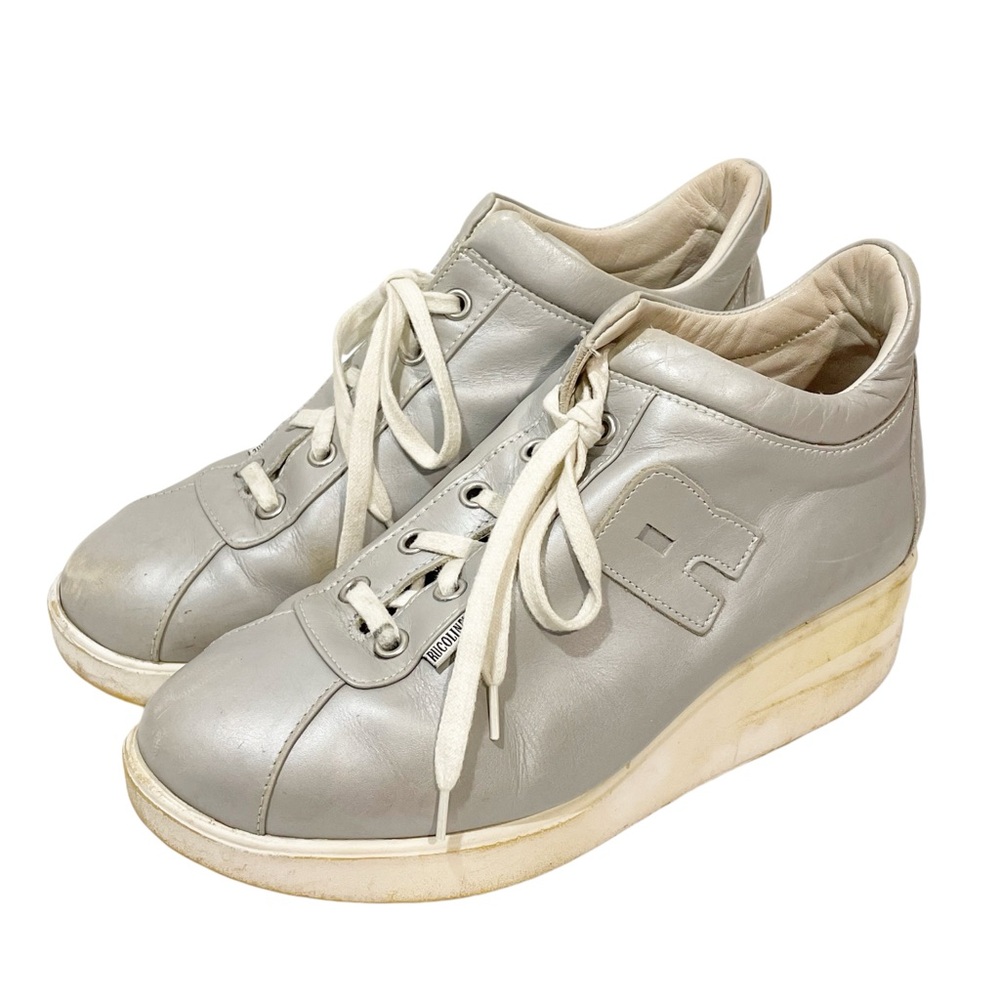 Rucoline Size 7 Silver Metallic Wedge Platform‎ Sneaker